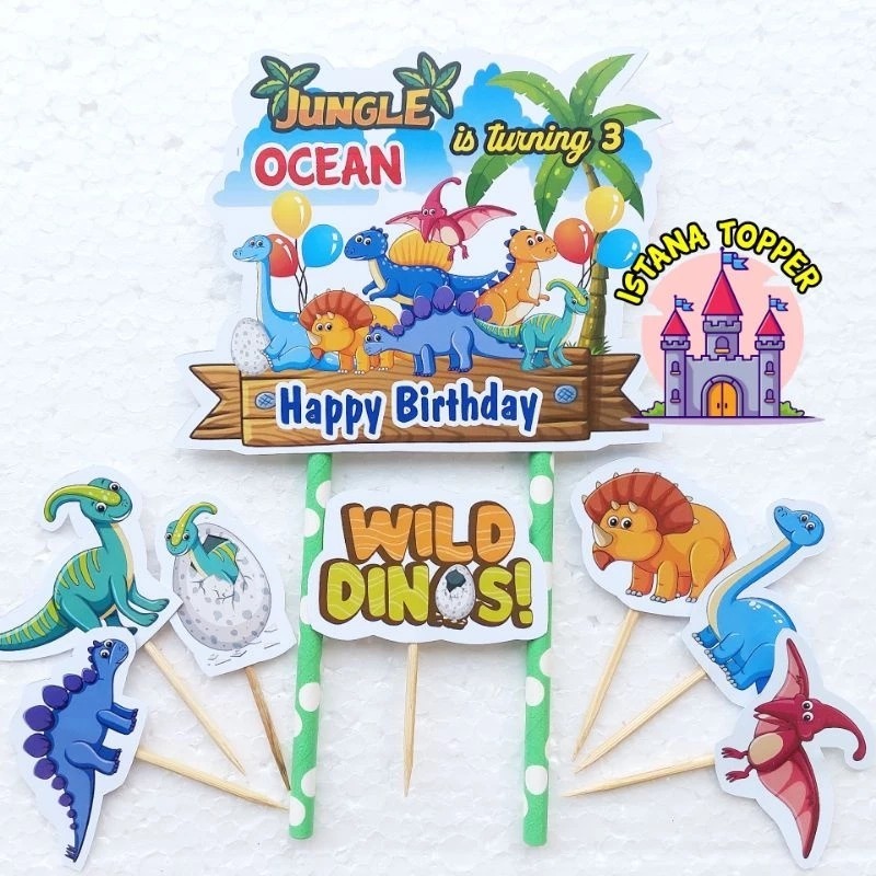 Topper Cake CUSTOM Tema Spongebob, Dino, Batman, Balita/ Topper Ultah