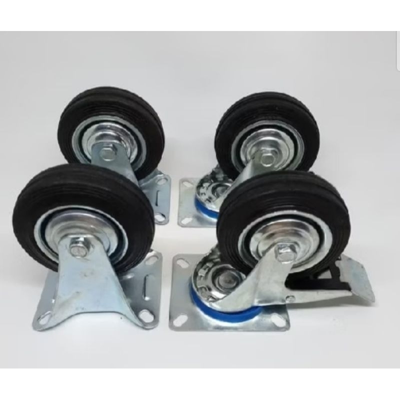 Roda Etalase 5 inch Roda Trolley Roda Karet (2 rem 2 mati)