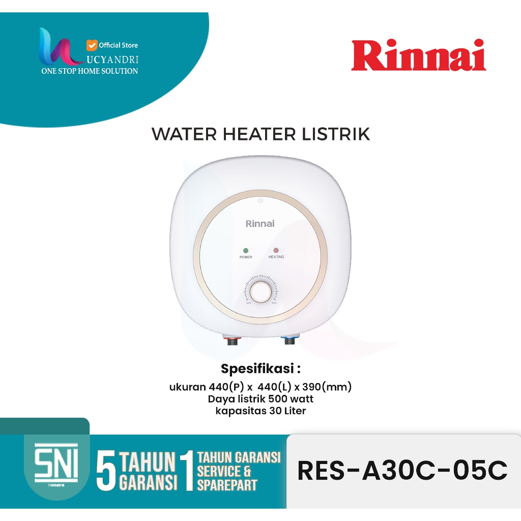 Water heater Rinnai RES-A30C-05C / pemanas air rinnai 30 liter 500 watt