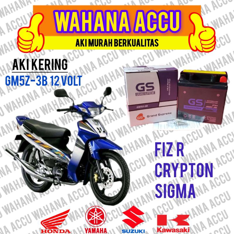 AKI MOTOR FIZ R, CRYPTON, ZIGMA, AKI KERING GS GM5Z-3B GRAND SUPREME 12V 5AH