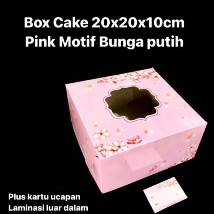 

Box Cake Duplex Motif Pink Bunga Putih Ukuran 20x20x10cm