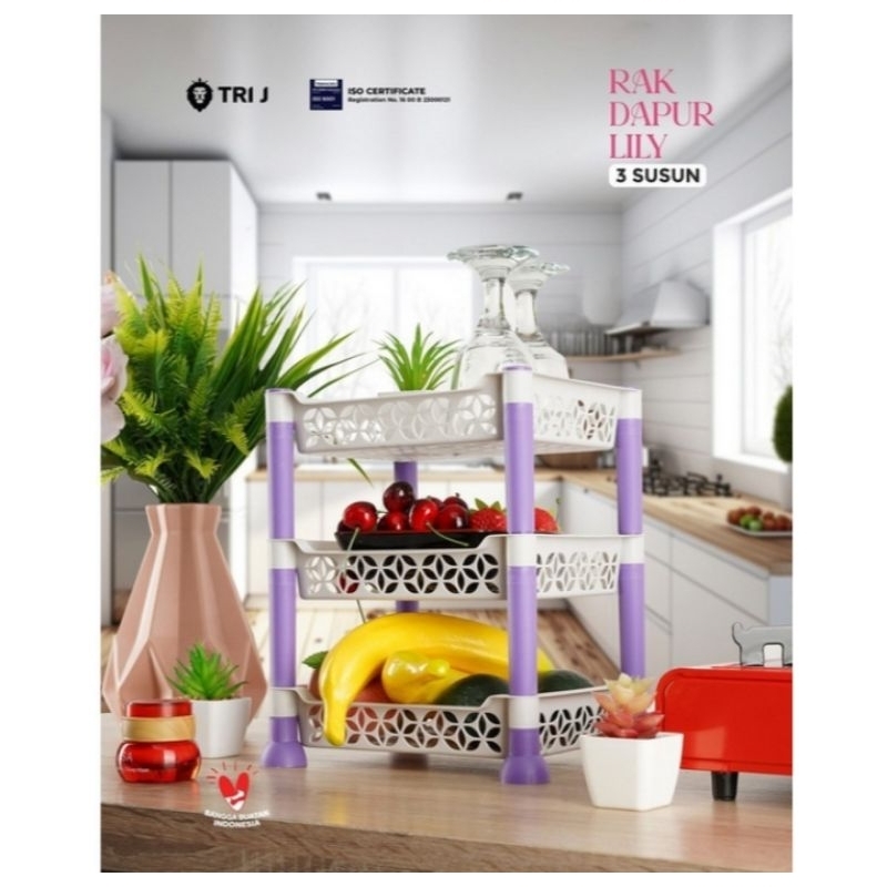 P (P16) RAK DAPUR LILI 3 SUSUN / RAK DAPUR MINI CANTIK / RAK DAPUR CANTIK AESTHETIC/RAK DAPUR PLASTI