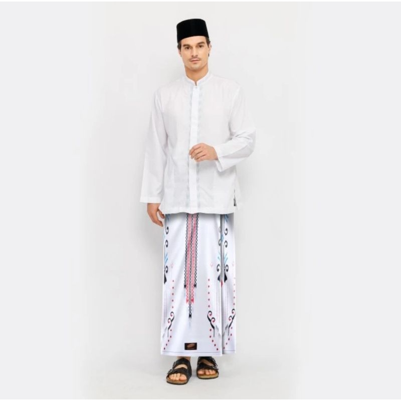 Sarung ATLAS Idaman 555 Kembang Motif BHS SGS Putih 04