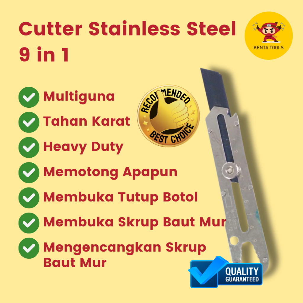 

Cutter Stainless Steel 9in1 Body Besi Utility Serbaguna 9 in 1 Tahan Karat
