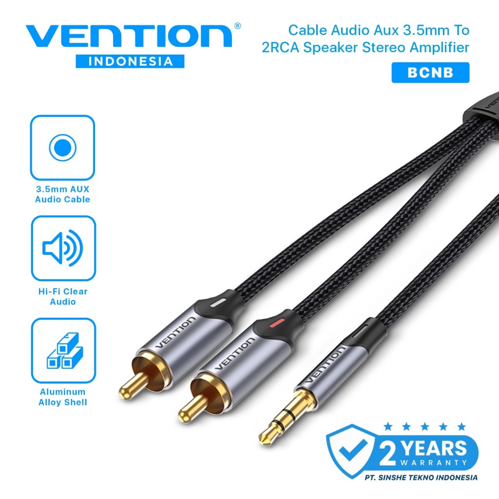 Vention Kabel Jack RCA Audio to 3.5mm Aux Stereo Braided BCN