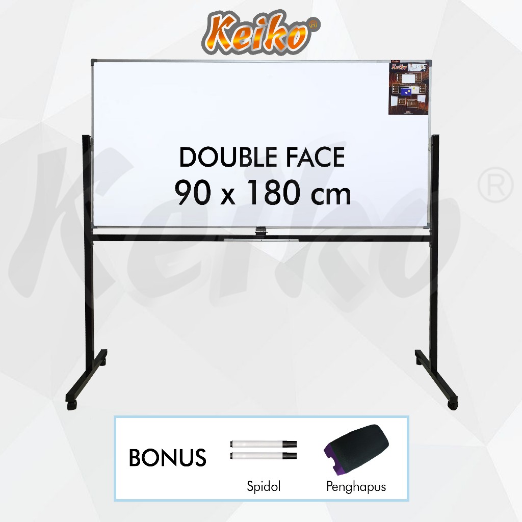 

Papan Tulis Whiteboard / White Board Standing Double Face Keiko 90 x 180 cm