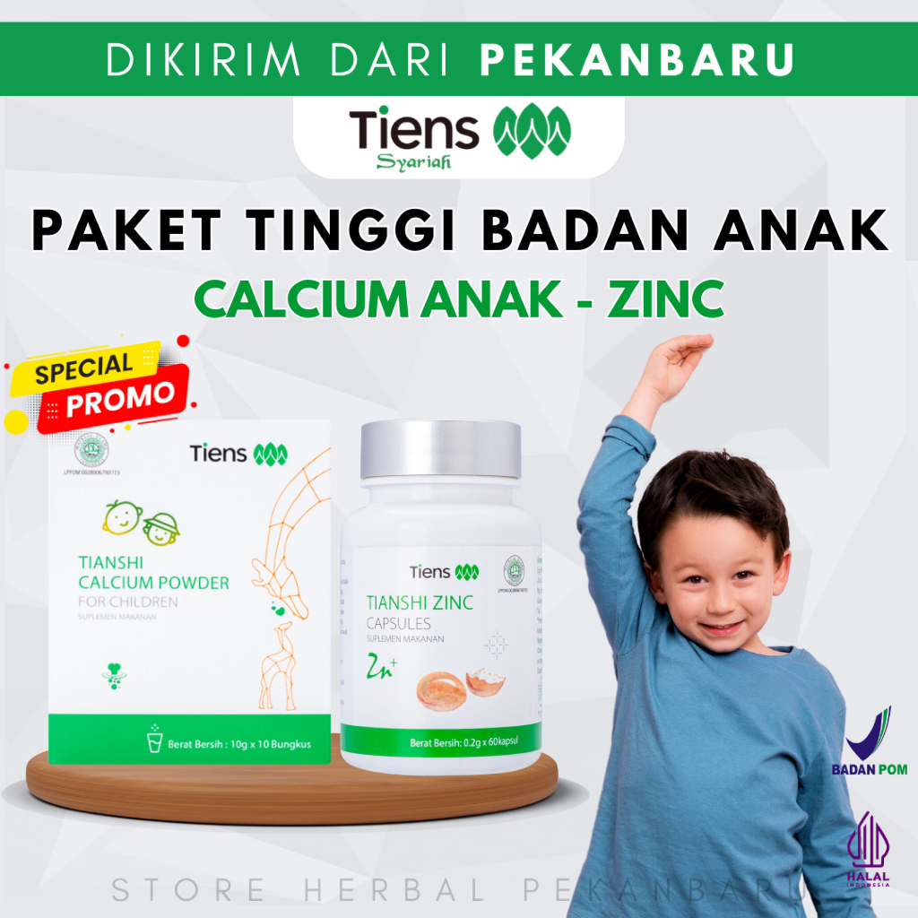 Paket Peninggi Badan Anak Calcium Untuk SiKecil Dalam Masa Pertumbuhan & Zinc Tiens Kecerdasan SiJun