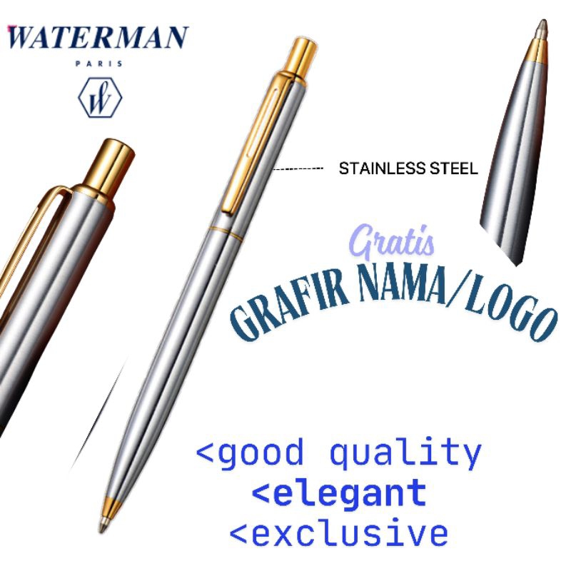 

pulpen bolpoin mewah waterman exclusive gratis grafir nama atau logo
