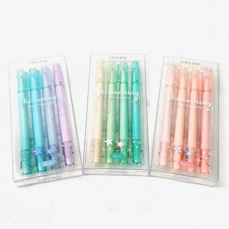 

Harga Grosir (1kotak/4pcs ) Highlighter Glitter Pen HL-103A-4 JOYKO ORIGINAL
