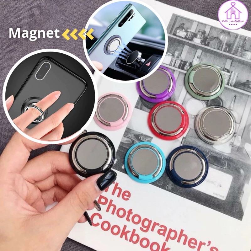 [ Magnetic ] Ring Holder HP Stand Bulat 360 Derajat Macaron - Ring Cincin Bulat Magnetic Phone Holde