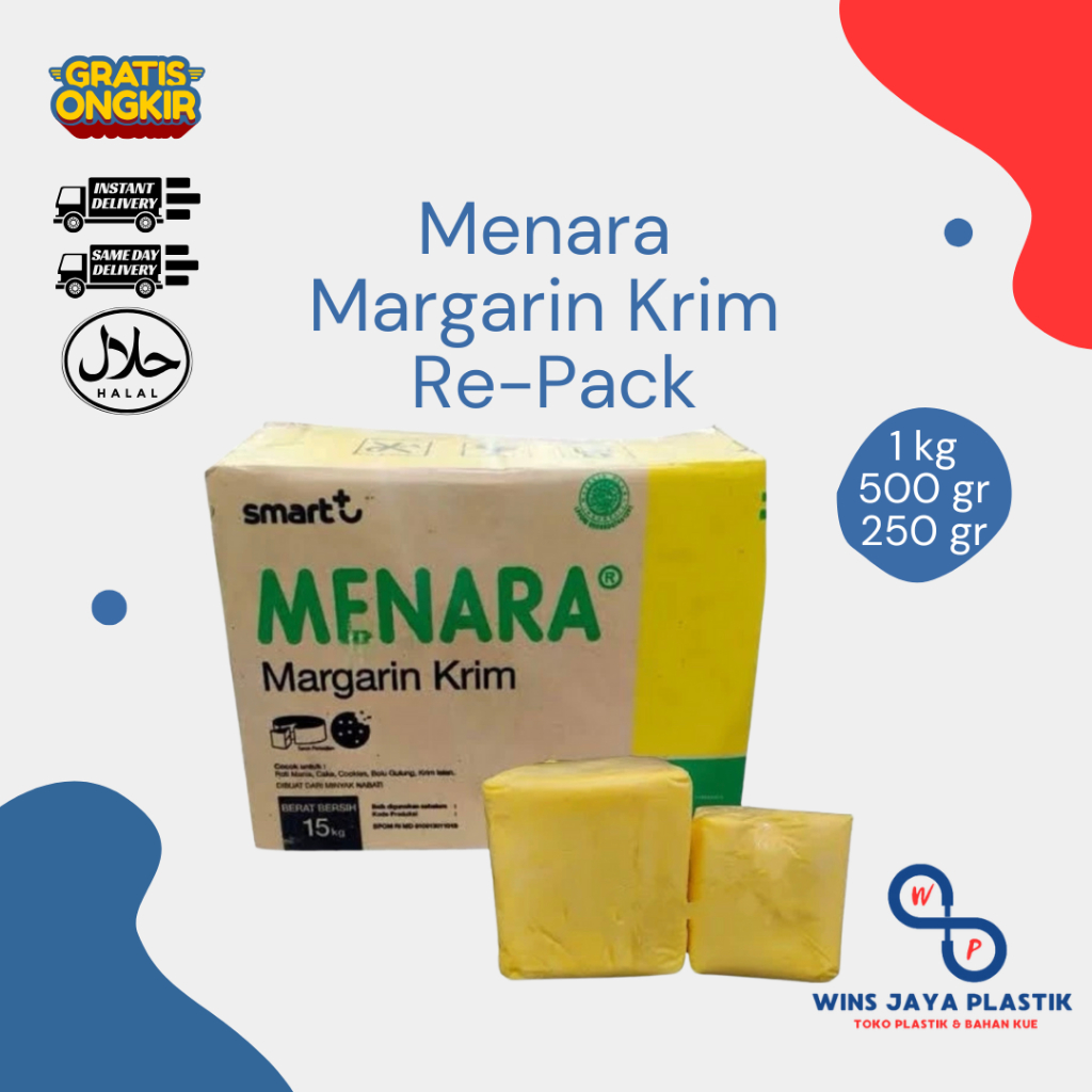 

Menara Margarine Krim | Re-Pack 1kg 500g 250g | Mentega Menara | Margarin Krim Menara