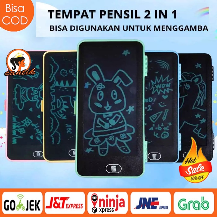 

HC Kotak Pensil Case Lcd Writing Drawing Box Case Pencil Drawing Pad Edukasi 2in1