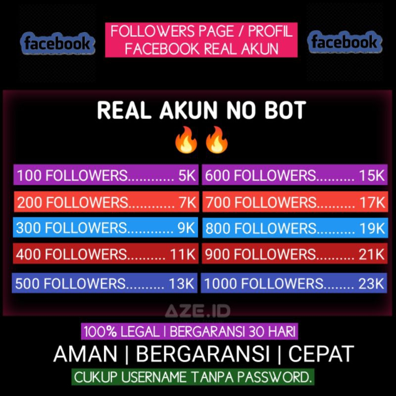 FACEBOOK FOLLOWERS PAGE / PROFIL REAL AKUN 100% (6684)