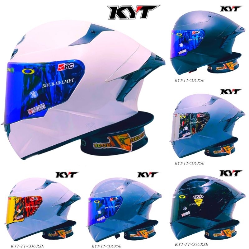 Helm full face kyt tt course white leopard paket ganteng 100% original kyt baru