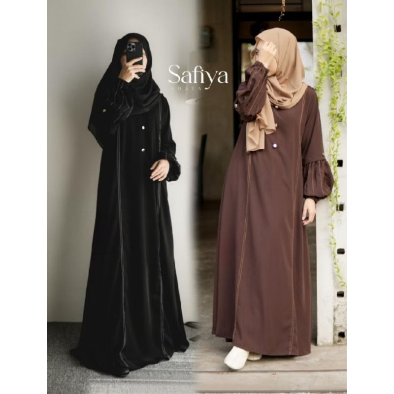 SAFIYA Abaya Kaftan Turkey | Baju Dress Abaya Hitam Jetblack Wanita Kekinian | Gamis Syar'i Wanita T