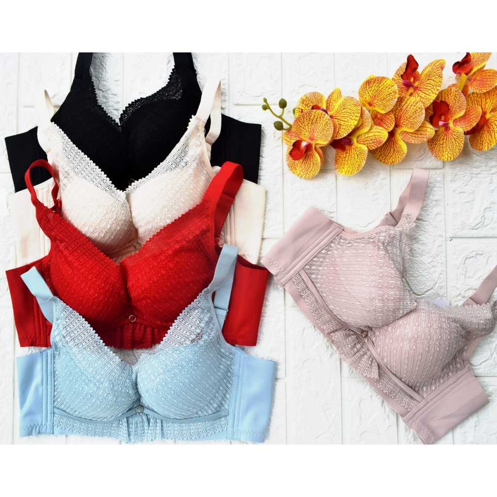 BBL 127 Pushup BRA Wanita BH Busa Tebal Sedang Berkawat Cup B Penutup Samping Lebar Kait 4 Seamless 