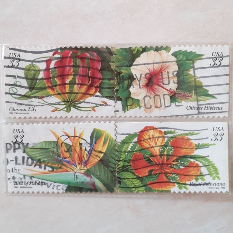 

(A) Perangko USA Tropical Flowers Issue Tahun 1999 set lengkap 4pcs - Perangko Luar Negeri