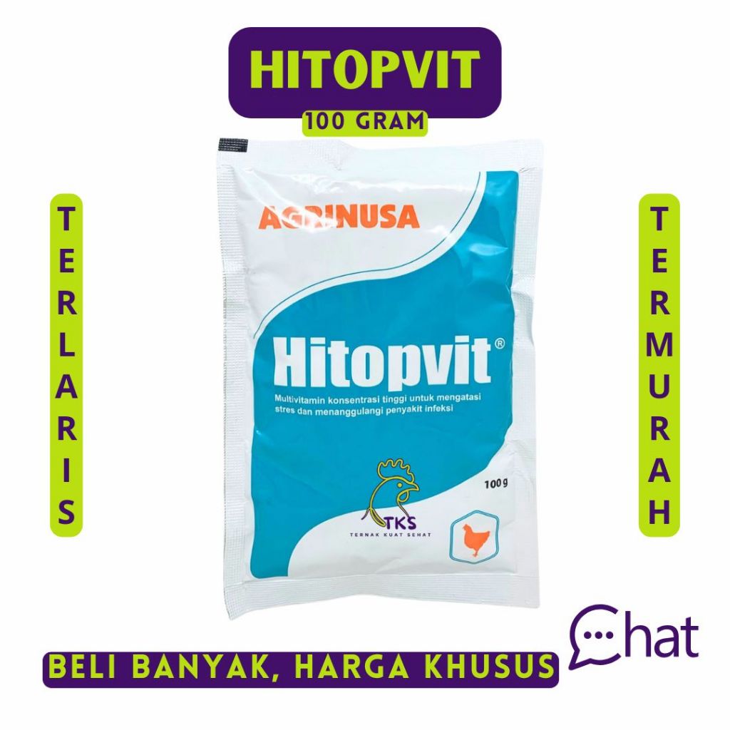 HITOPVIT 100 GRAM - Multivitamin Konsentrasi Tinggi Unggas Ayam Bebek Puyuh