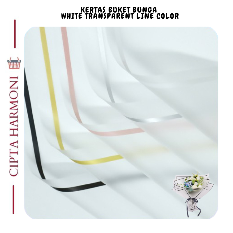 

20 LEMBAR Kertas Buket Bunga/Bungkus Bunga White Transparent Line Color Flower Wrapping Paper KB082