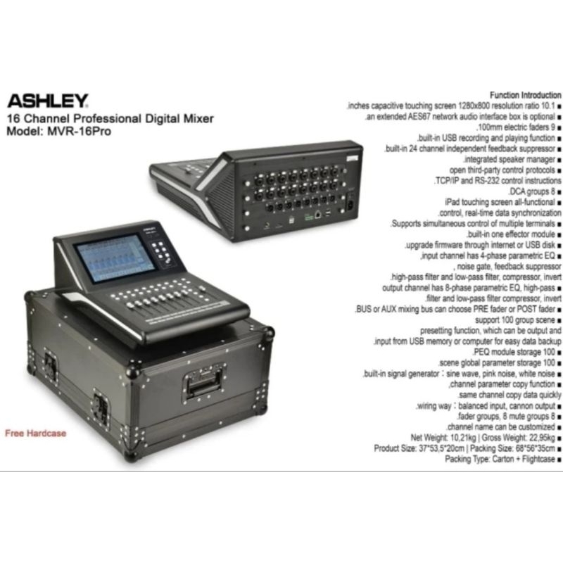 ASHLEY MVR-16 PRO.Professional Digital Mixer 16 Channel.
