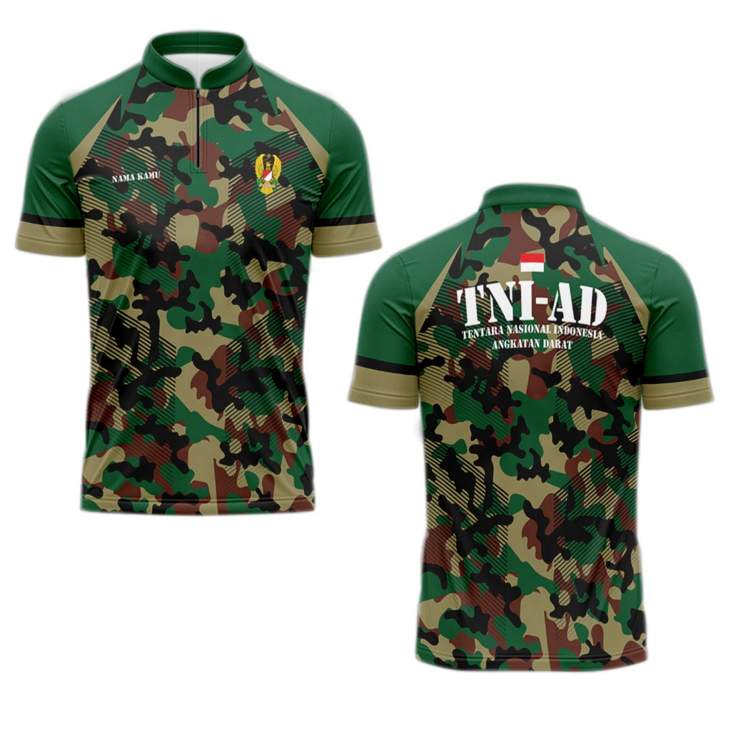 Kaos Baju Jersey/Model ''TENTARA NASIONAL INDONESIA  /Fullprint Kaos Polo - TNI AD-  LORENG HIJAU -d