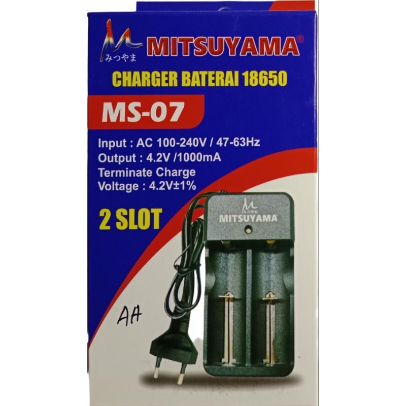 MITSUYAMA MS-07 CASAN CHARGER BATU BATERAI 18650 BATERAI 3,7V 2 SLOT CASAN BATERAI VAPE ORIGINAL