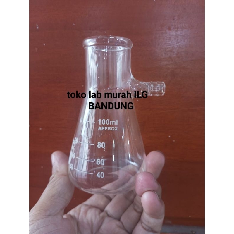 erlenmeyer pipa samping 100ml pyrex