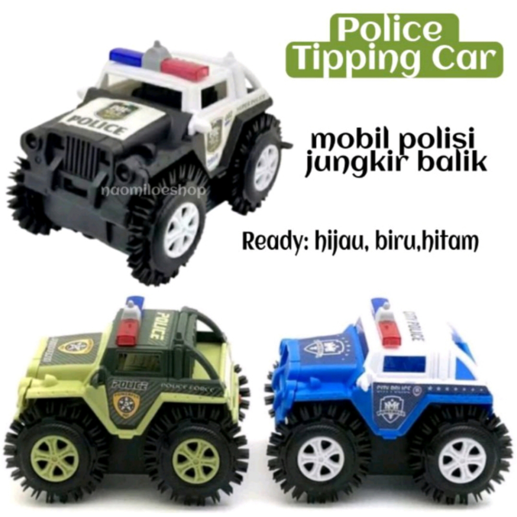 COD MAINAN ANAK MOBIL JUNGKIR BALIK POLISI / MAINAN MOBIL JUNGKIR BALIK JEEP TIPPING CAR