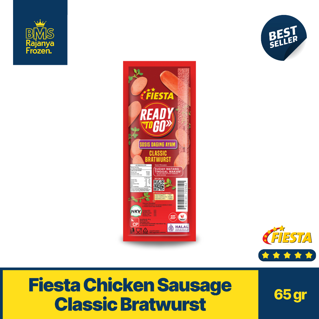 

Fiesta Ready To Go Chicken Sausage Classic Bratwurst 65gr