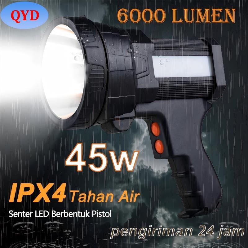 QYD Senter Led Super Terang 45watt IPx4 Tahan air Kelas Atas Senter Bentuk Pistol Q963