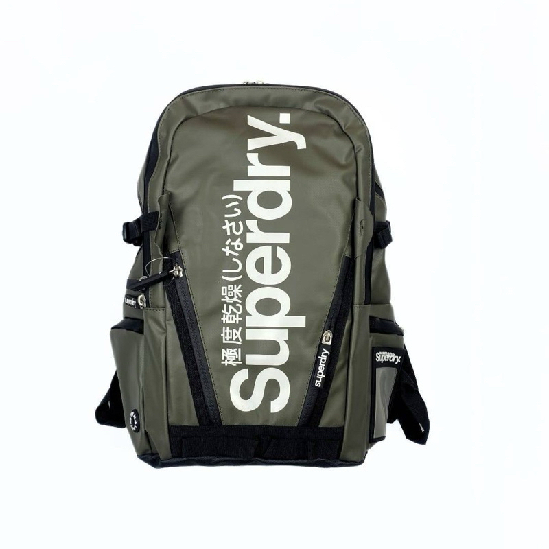 Tas Ransel Backpack Superdry Heavy Duty Dark Green White