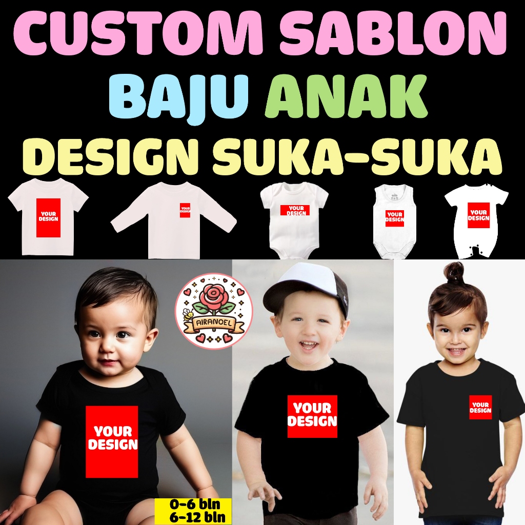 Custom Sablon baju anak Sablon Jumper Baby Sablon baju bayi Sablon Kaos Anak Sablon DTF - airanoel