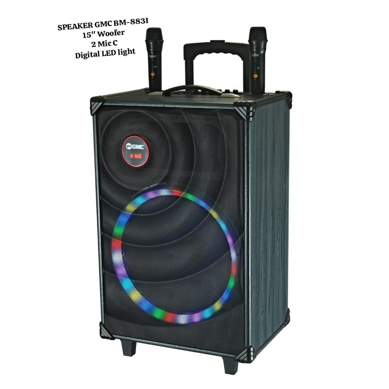 Speaker Portable GMC 15inch 883i + 2 Mic Wireless