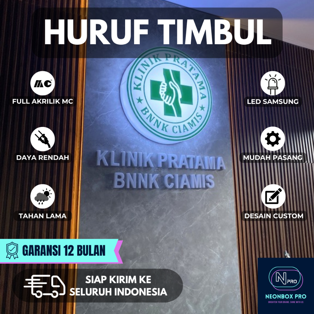 HURUF TIMBUL LED CUSTOM PREMIUM Huruf Timbul Full Akrilik Marga Cipta Berkualitas Indoor / Outdoor