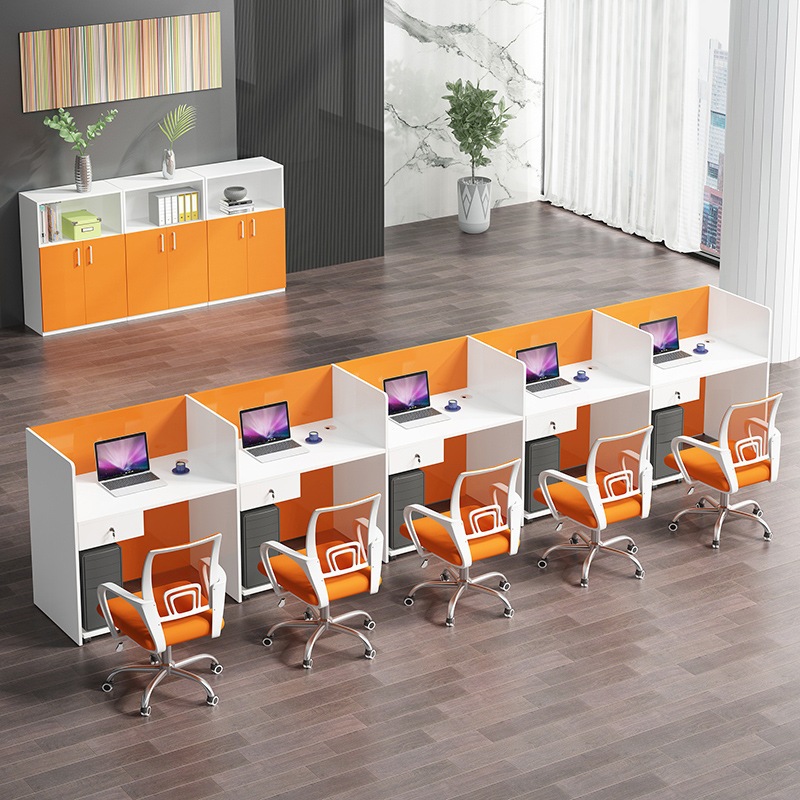 Meja Kerja Kantor Minimalis dengan Partisi & Laci