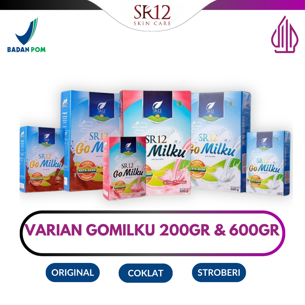 

GoMilku SR12 Susu Kambing Etawa 600gr 200gr Susu Go milku Bubuk Herbal Coklat Vanial Strawberry