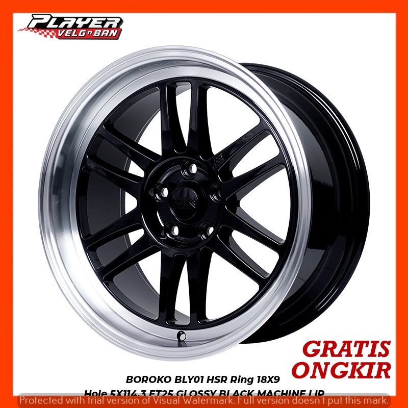 VELG MOBIL RING18 CELONG LUBANG 5X114,3 SPORTY UNTUK CRV XTRAIL HSR BOROKO BLY01 R18 L9 ET25 BLACK
