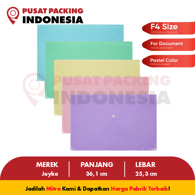 Folder Dokumen / Map / Data bag F4 Joyko Pastel Color (PUSAT PACKING INDONESIA)