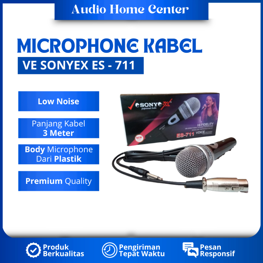 MICROPHONE KARAOKE VE SONYEX ES-711 MIC KABEL SUARA JERNIH MIKROFON KARAOKE MIC KABEL SUARA JERNIH