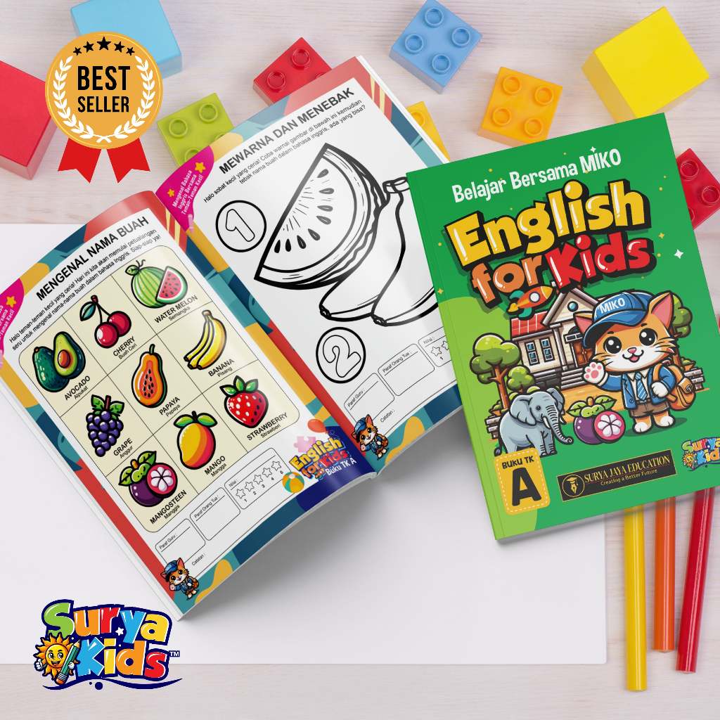 Buku Belajar Bahasa Inggris Anak TK A - Buku Aktivitas ABC & Worksheet Interaktif | Surya Kids