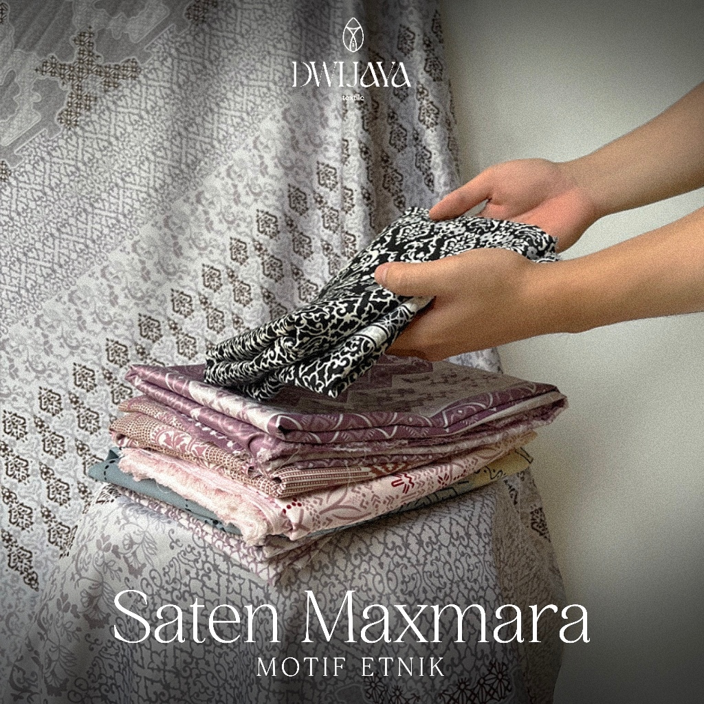 Bahan Kain Saten Maxmara Satin Sutera Premium Motif Etnik Pink Lilac Burgundy (dll) Mewah 0.5 Meter