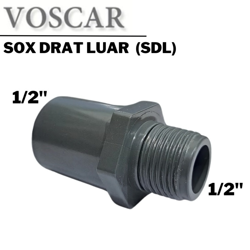 VOSCAR SAMBUNGAN PIPA PVC SDL AW 1/2" 3/4" 1" SOCK DRAT LUAR AW 1/2 INCH VOSCAR VALVE