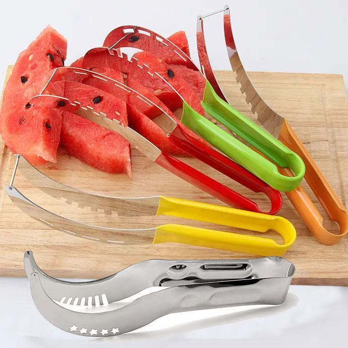 Pisau Buah 2 in 1 [Potong + Jepit] - Alat Iris Semangka/Melon dengan Gagang Ergonomis Bahan Food Gra