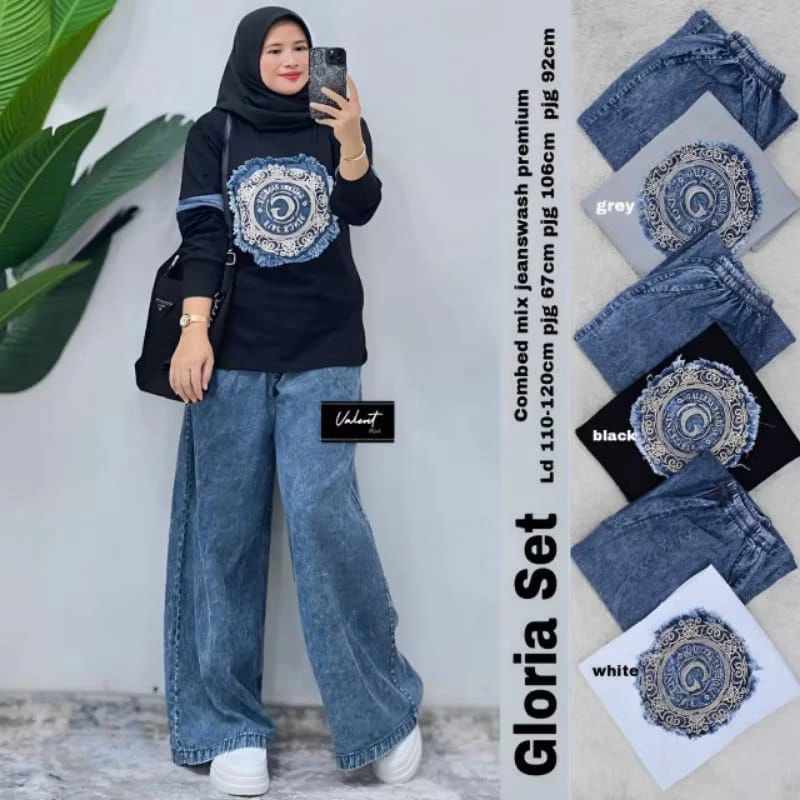 VITO SET JUMBO ZALIKA SET JUMBO Setelan Jumbo Jeans Cargo Mix Combed Premium 20s
