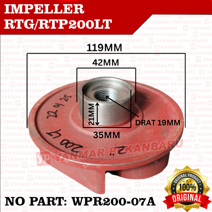 RTG200LT RTP200LT Impeller Kipas Model Drat 19MM Mesin Pompa Air ROBIN Alkon Irigasi Sawah 2 Inci In