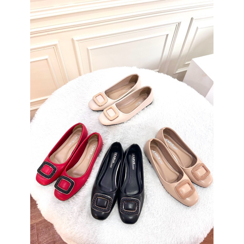 sepatu flat shoes balet wanita Import premium Louisdear B12 bahan dove