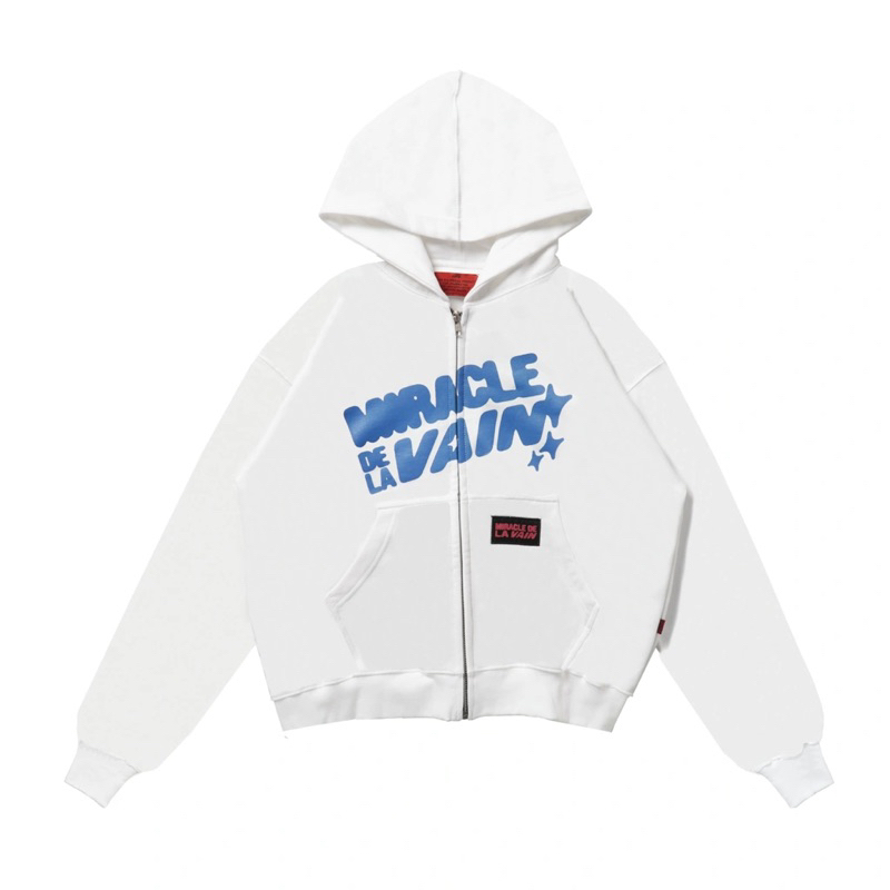 ZIP HOODIE MIRACLE X CHAMBRE DE LA VAIN - STUCK LOVE BROKEN WHITE