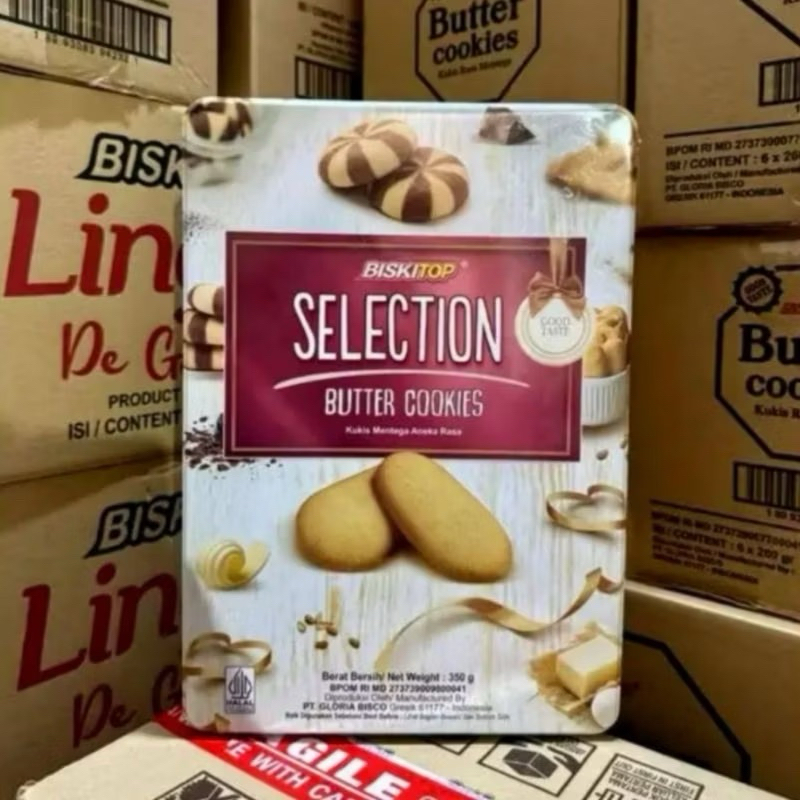 

Biskitop Selection butter kaleng segi panjang 1 karton isi 6