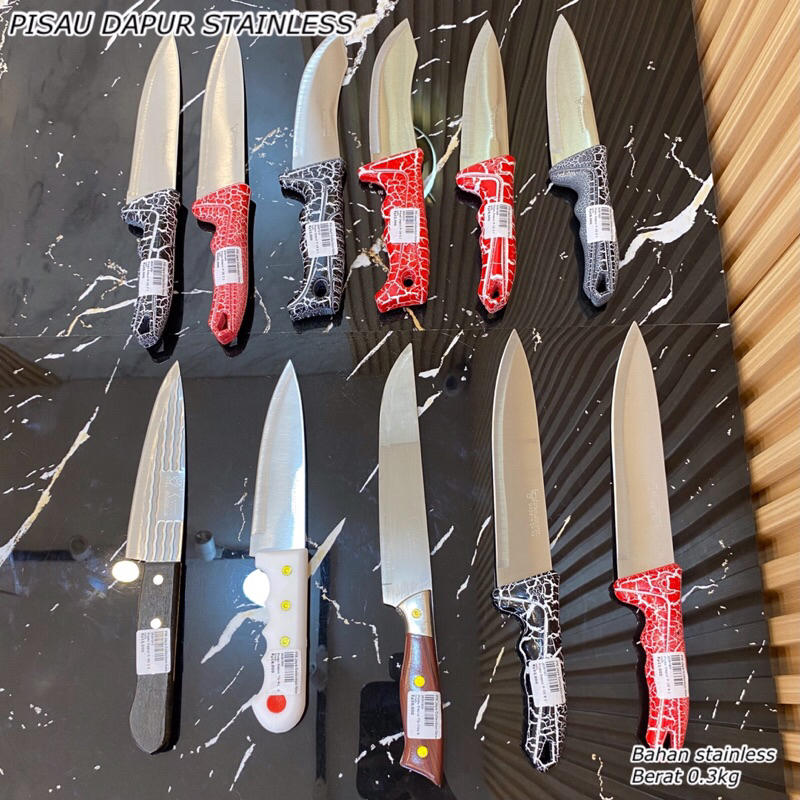 PISAU DAPUR || PISAU STAINLESS STEEL || PISAU DAPUR GAGANG KAYU || PISAU ANTI KARAT || PISAU SUPER T