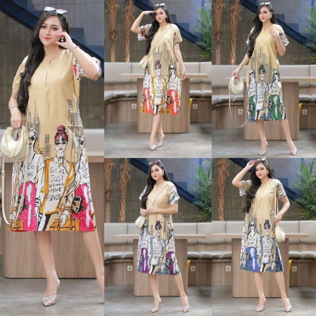 Daster Cantika Motif City, Daster Remaja Viral, OOTD Remaja, Daster kekinian Murah